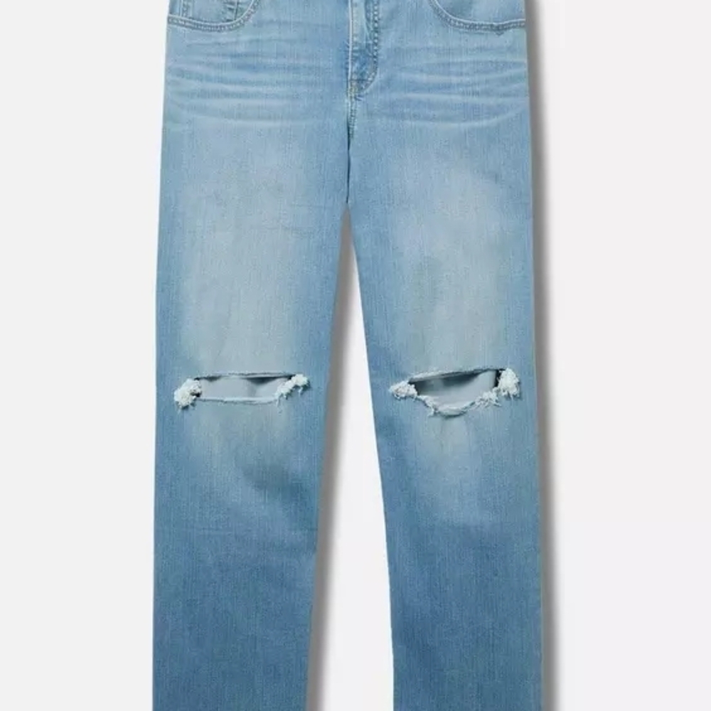 torrid Light Wash Straight-Leg Jeans with Knee Rips
